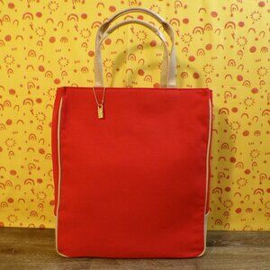 ELIZABETH ARDEN Red and Cream Canvas Tote 12" x 15" x 4.5"